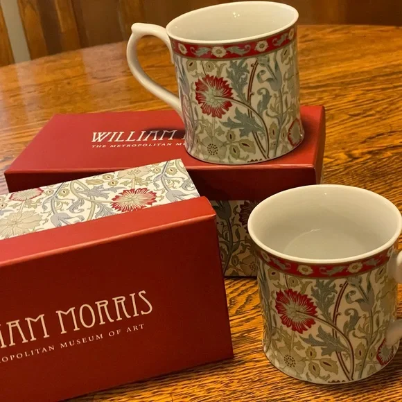 WILLIAM MORRIS « Pink and Rose » gift-boxed set’s of Two Coffee Mugs~ Rare & HTF - Picture 3 of 15